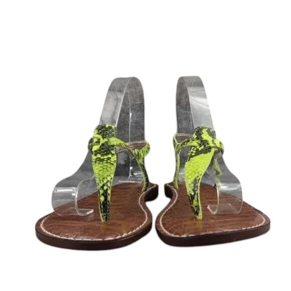 Sam Edelman Shoe Women 5.5 Sandal Fashion Snake Print Neon Gigi Flat Ankle Strap - Picture 2 of 12